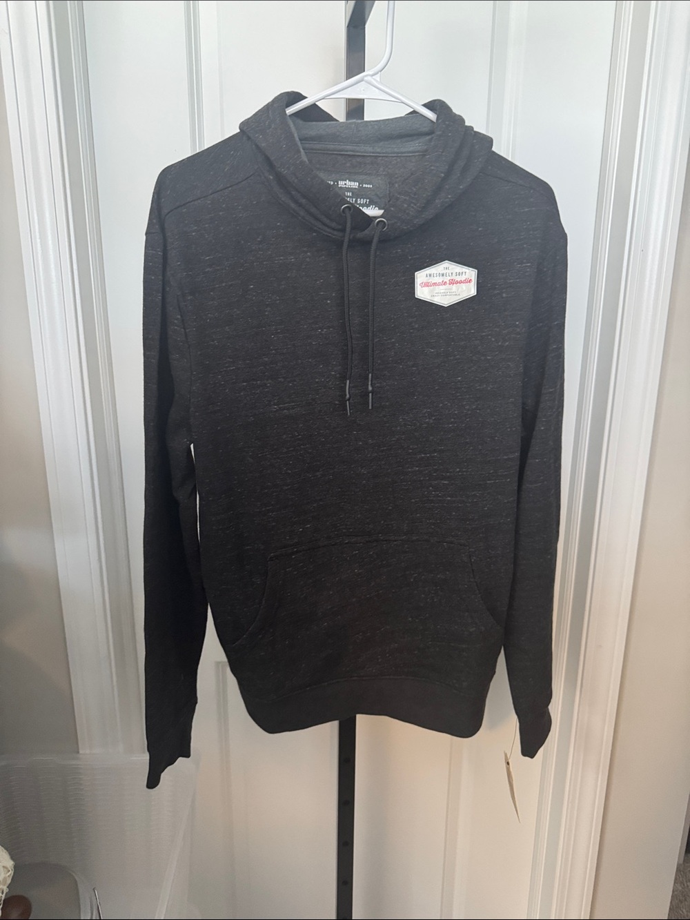 urban pipeline Black Heather Pullover Hoodie with Badge